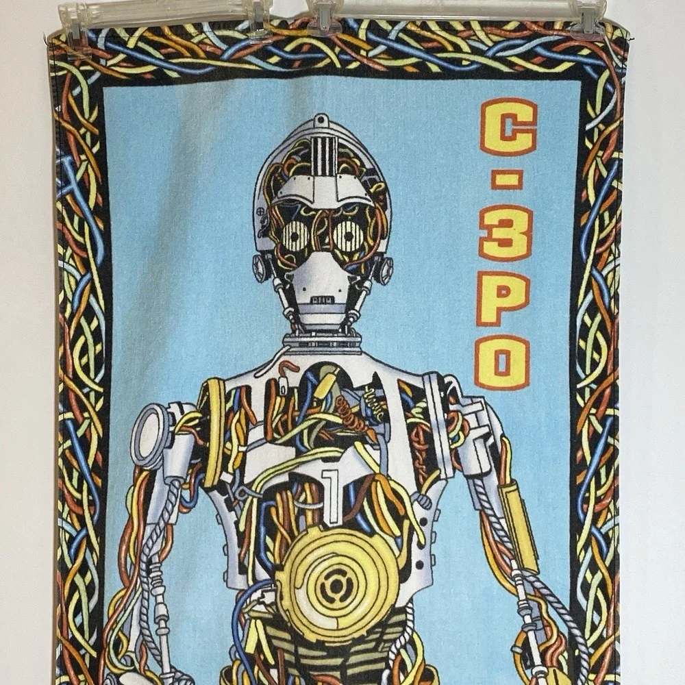 Vintage C-3PO Star Wars Beach Towel 100% Cotton Lucas Film Robot Pre Covered